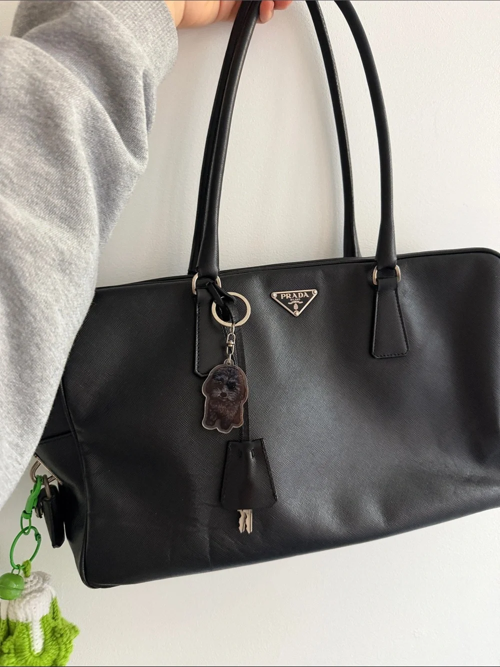 Prada Black Tessuto Tote with Leather Trim
